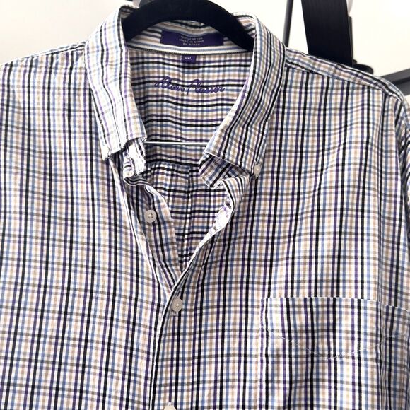 Alan Flusser Men’s XXL Button Down Shirt Plaid Cotton Multicolor Casual - Picture 5 of 7